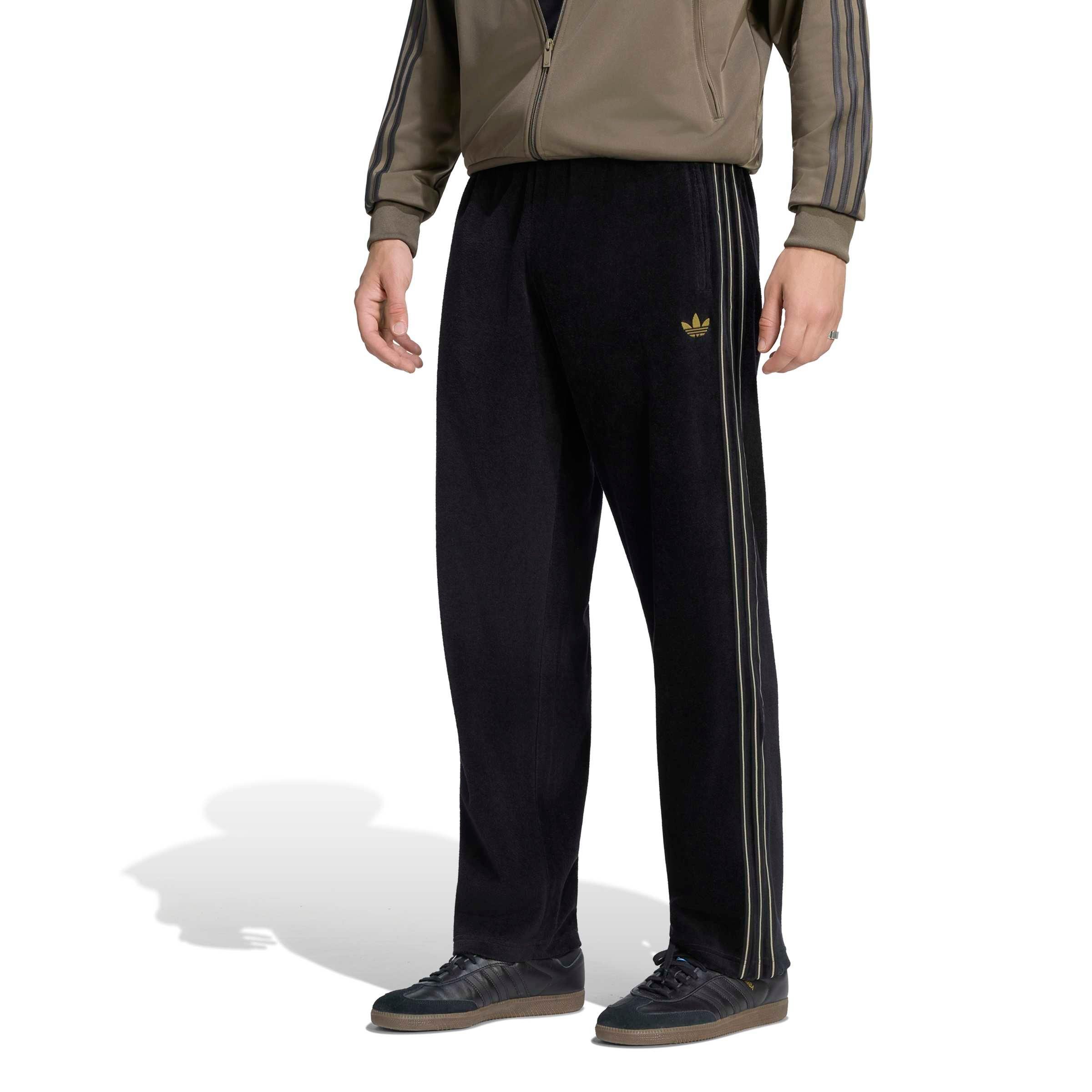 adidas Originals Men's Firebird Velour Track Pants - Black - BLACK
